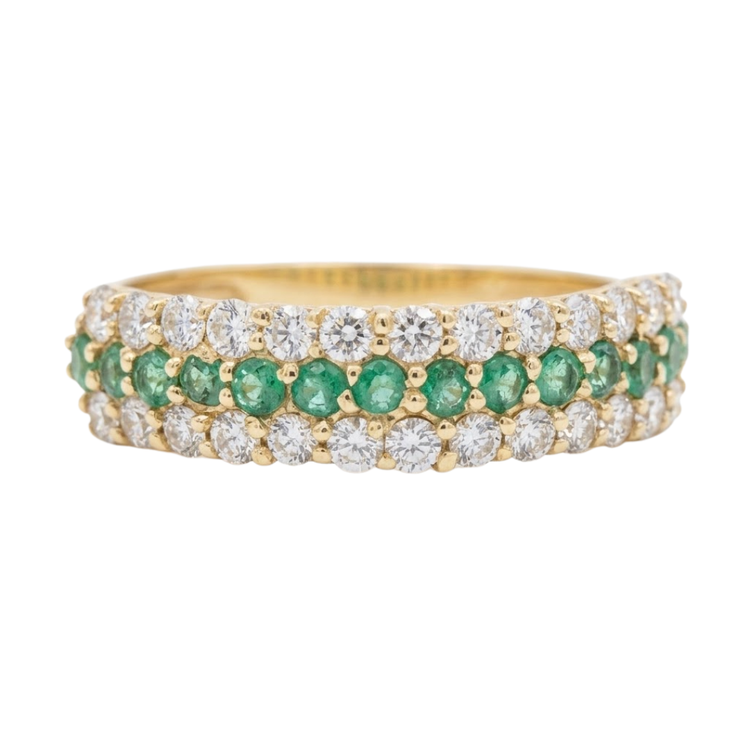 Anillo con diamantes y esmeraldas
