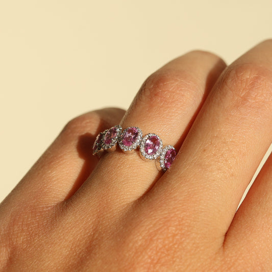 Churumbela de Zafiros Rosas corte oval