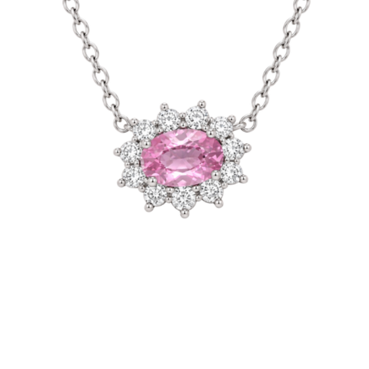 Collar zafiro con halo de diamantes