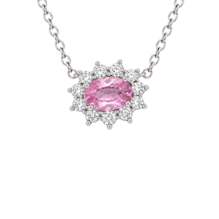 Collar zafiro con halo de diamantes