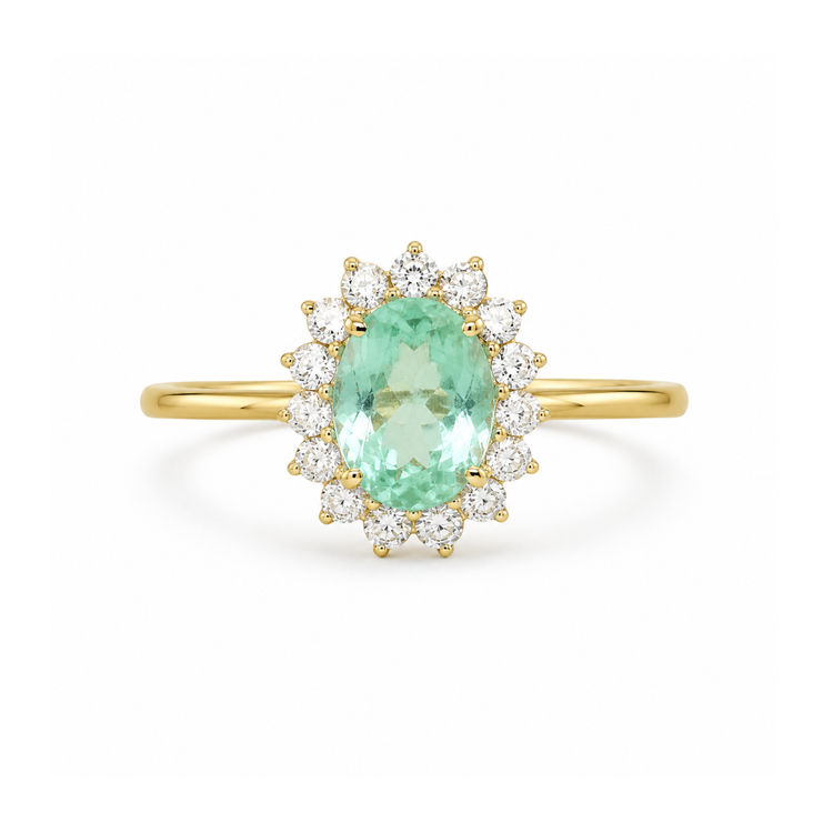 Anillo de Esmeralda Halo Diamantes