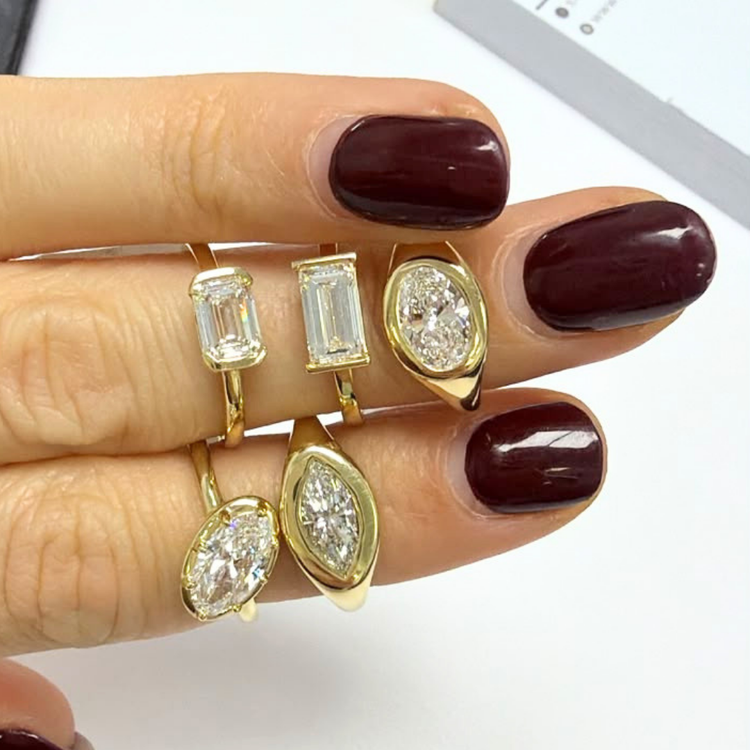 Pinky Ring oval Inclinado