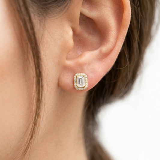 Studs Emerald con Halo