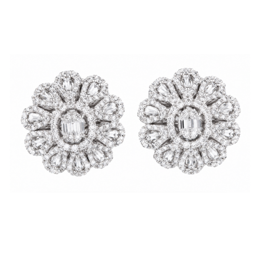 Aretes Florales de Diamantes