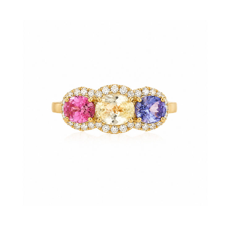 Anillo Turmalina, Tanzanita y Zafiro