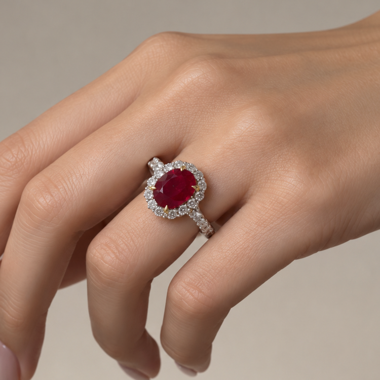 Anillo Rubí Diamantes