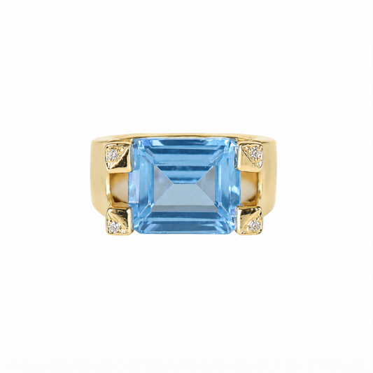 Anillo topacio azul