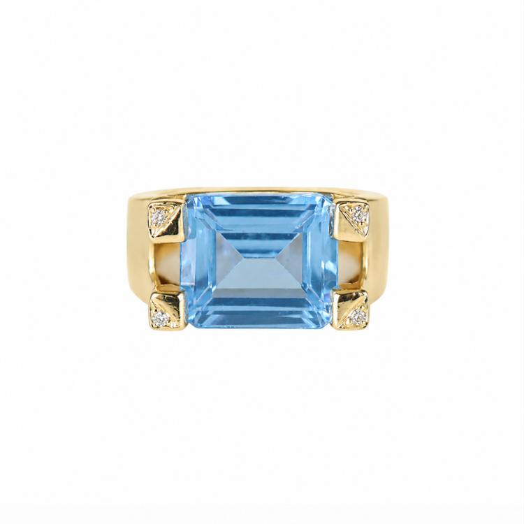 Anillo topacio azul