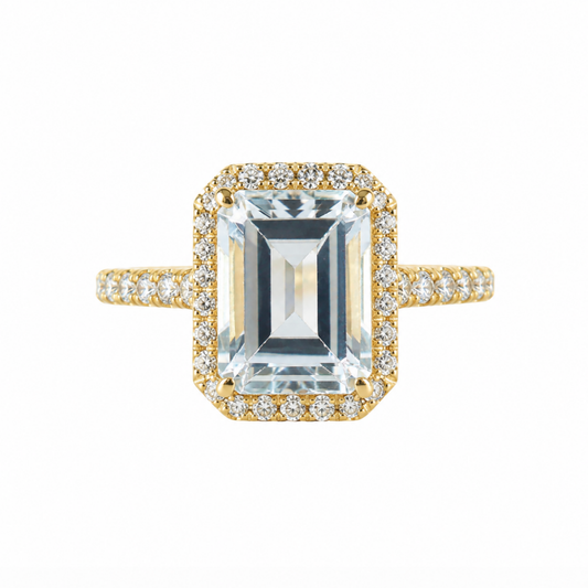 Anillo Aguamarina y diamantes