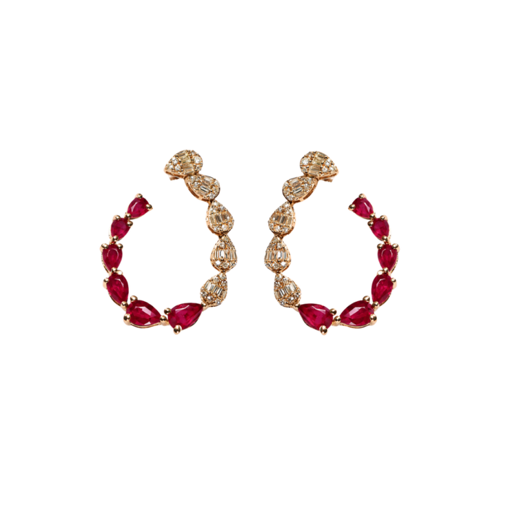 Aretes Rubies Diamantes