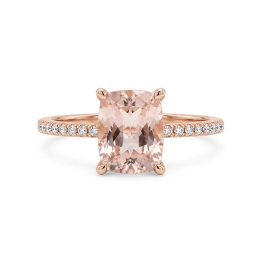 Anillo morganita y diamantes