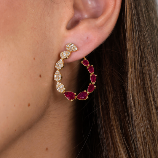Aretes Rubies Diamantes
