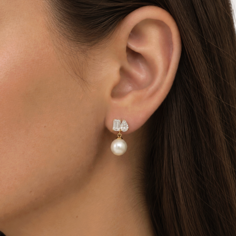 Aretes Toi et Moi con Perla