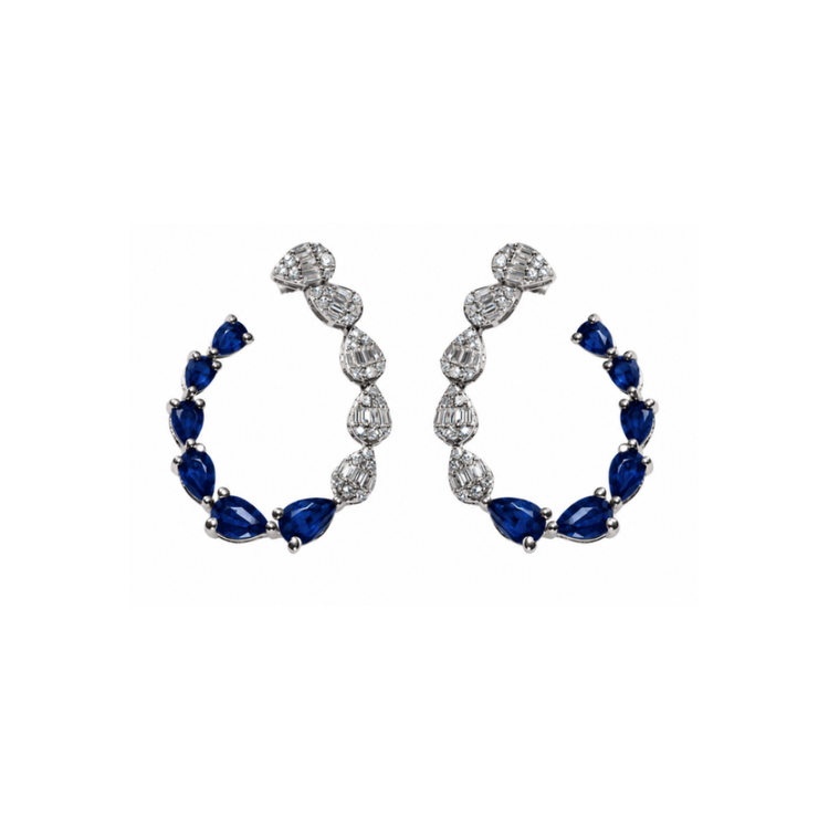 Aretes Zafiros Diamantes