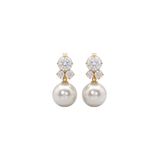Aretes Three Rounds con Perla