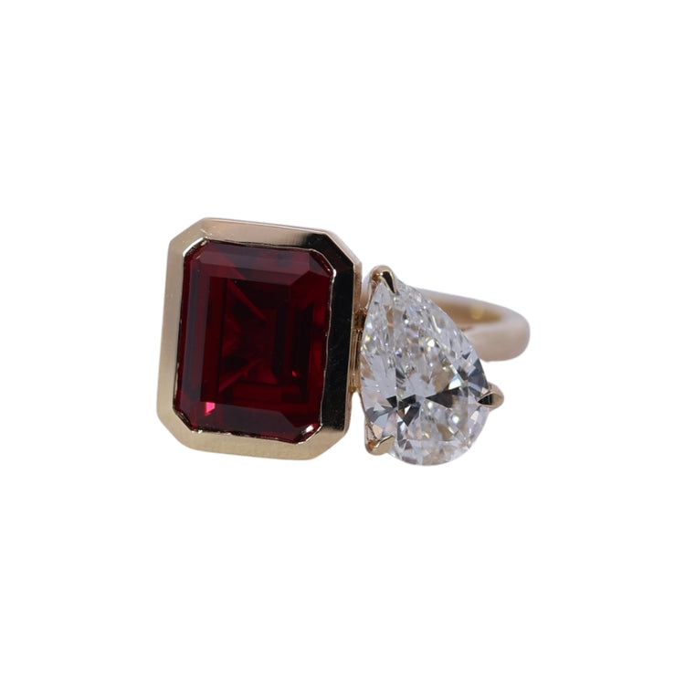 Anillo Toi et moi rubi y diamante