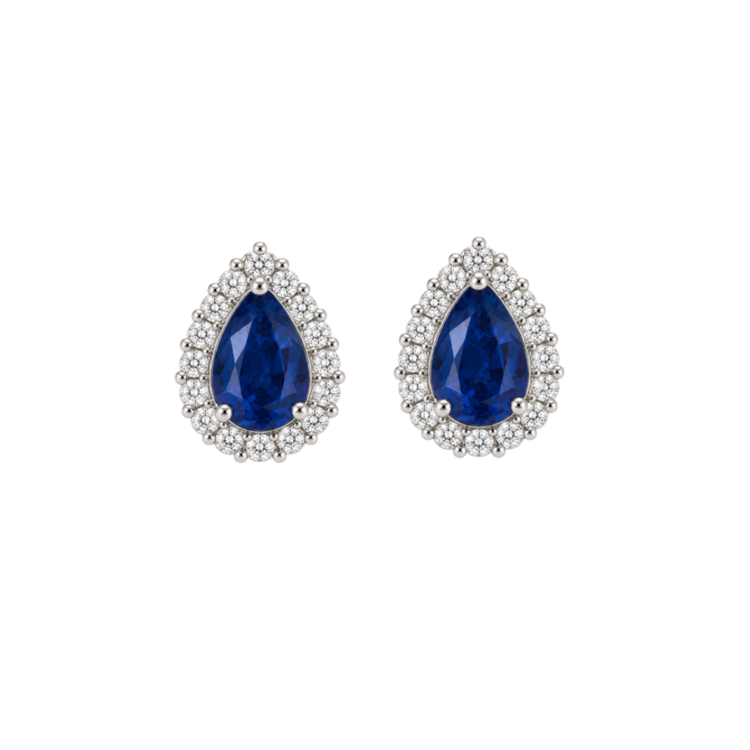 Aretes zafiro y diamantes