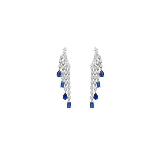 Row Earrings con Zafiros