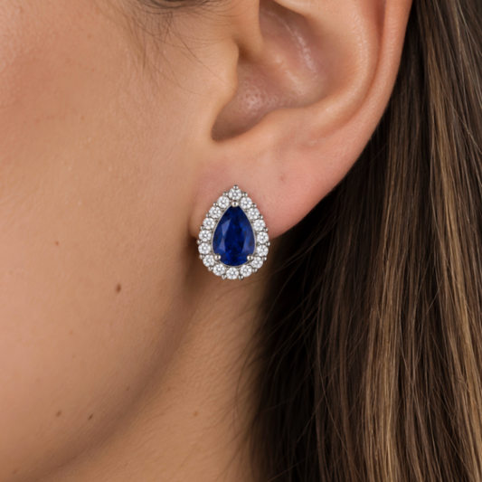 Aretes zafiro y diamantes