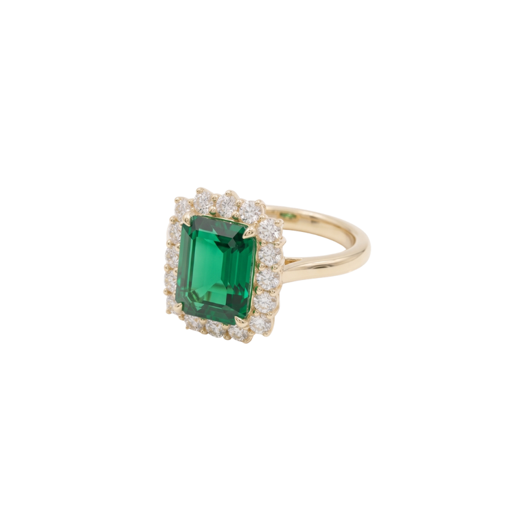 Anillo Esmeralda con Halo