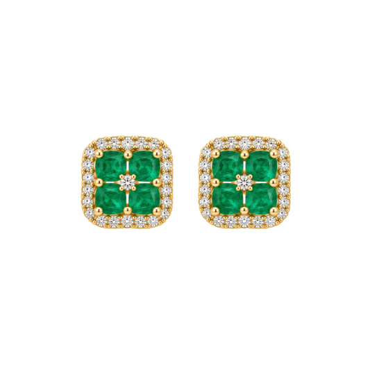 Aretes Diamantes y Esmeraldas