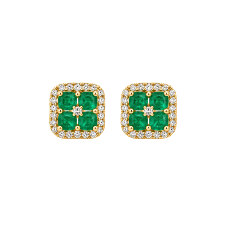 Aretes Diamantes y Esmeraldas
