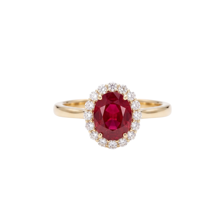 Anillo de Rubí con Halo