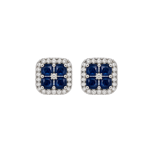Aretes Diamantes y Zafiros