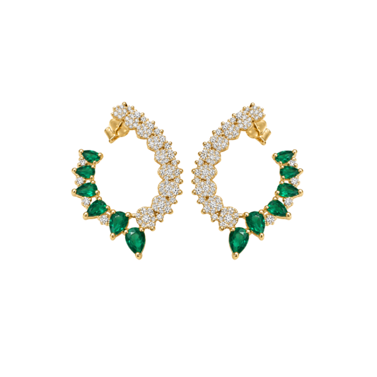 Aretes Diamantes y Esmeraldas