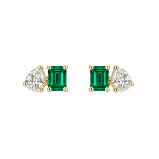 Aretes Toi et Moi Esmeralda y Diamante