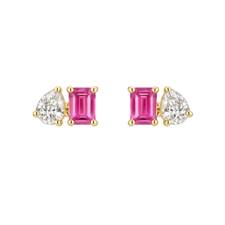 Aretes Toi et Moi Zafiro Rosa y Diamante