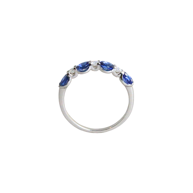 Anillo media churumbela zafiro azul con diamantes