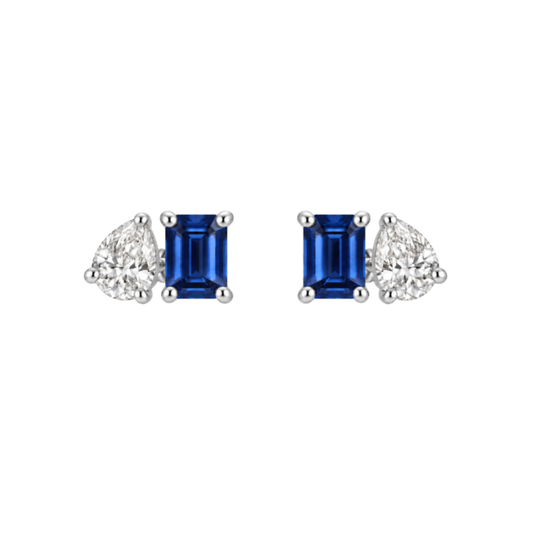 Aretes Toi et Moi Zafiro y Diamante