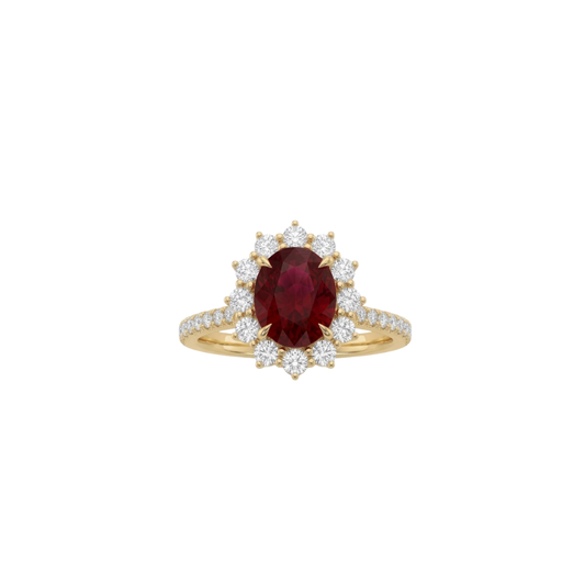 Anillo Rubi Halo Diamantes