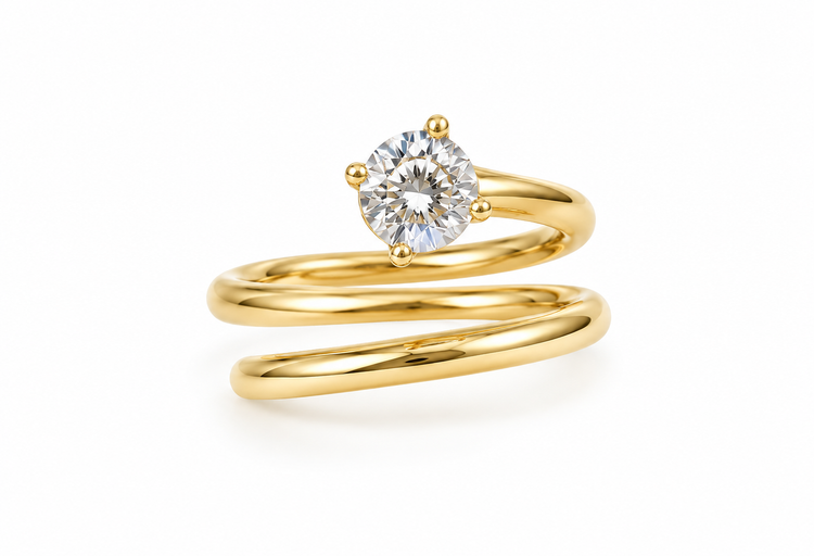 Anillo Diamante Redondo Espiral