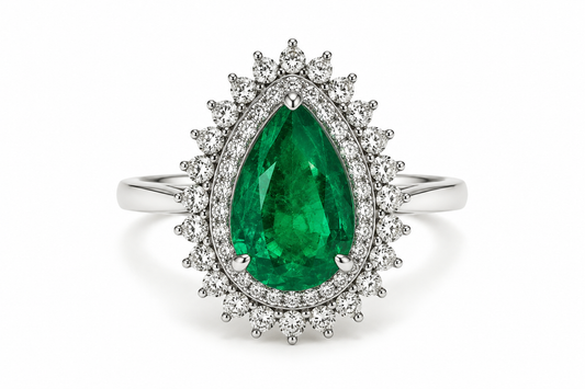 Anillos de esmeralda corte pera