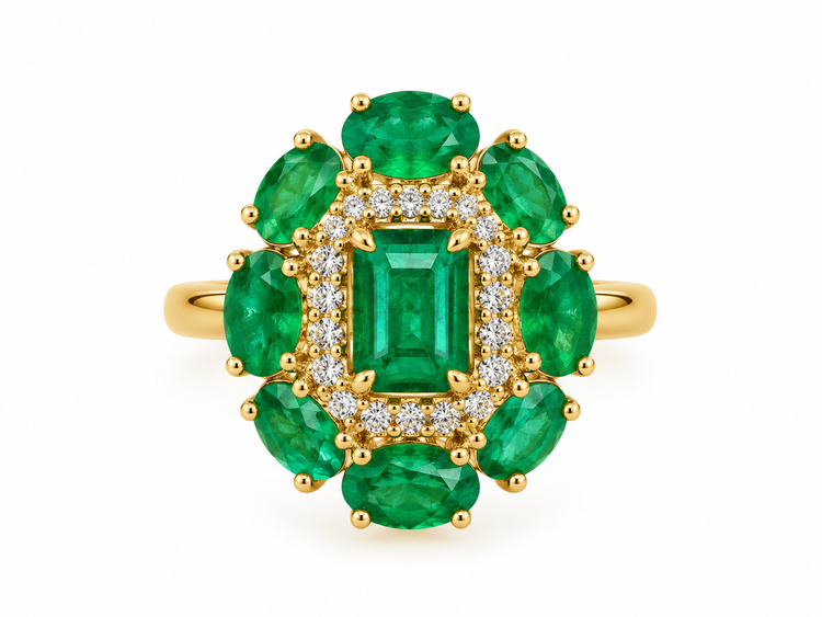 Anillo Esmeralda Diamantes