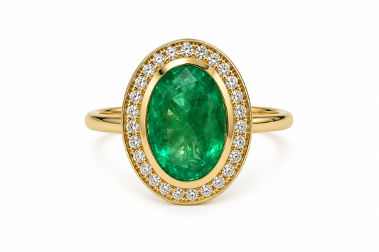 Anillo de esmeralda con diamantes