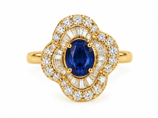 Anillo Zafiro Diamantes