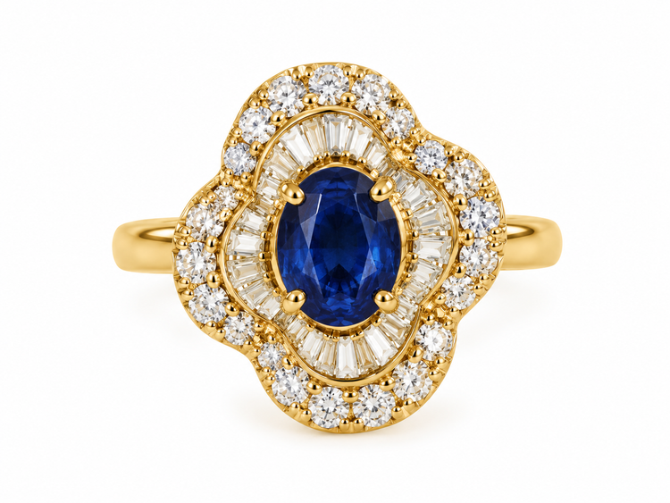 Anillo Zafiro Diamantes