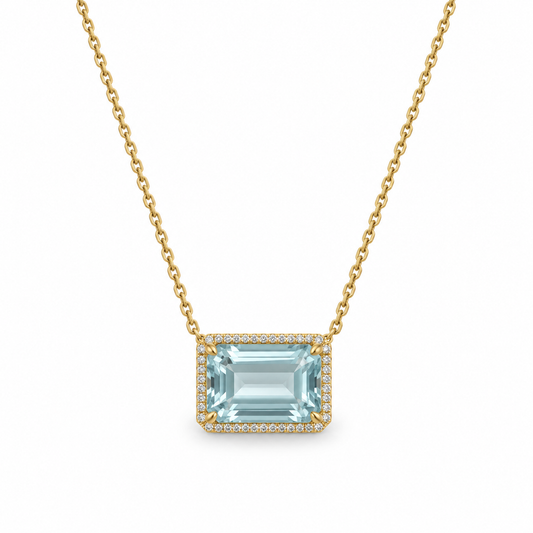 Collar con diamantes y aquamarina