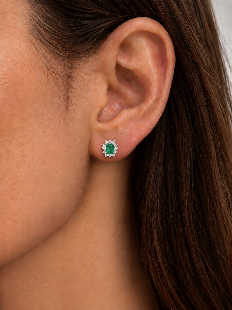 Aretes Esmeralda Diamantes