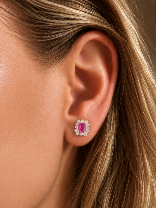 Aretes zafiro rosa