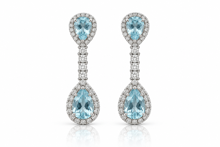 Aretes Drop Aguamarina
