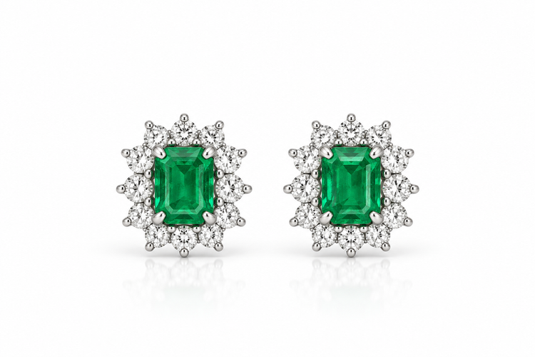 Aretes Esmeralda Diamantes