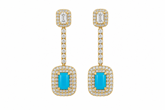 Aretes de turquesa con diamantes