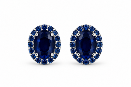 Aretes Zafiro Halo Zafiro