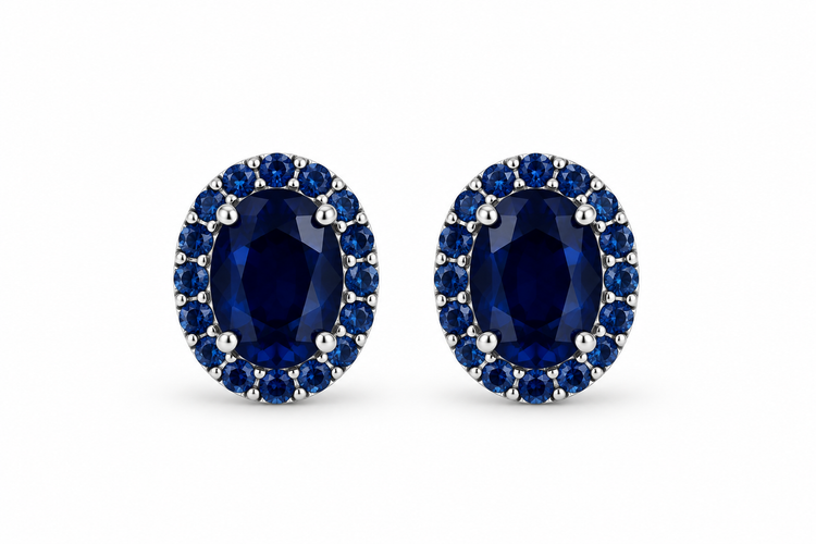 Aretes Zafiro Halo Zafiro