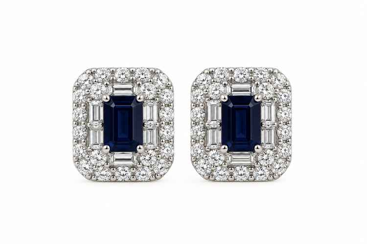 Aretes de zafiros con diamantes