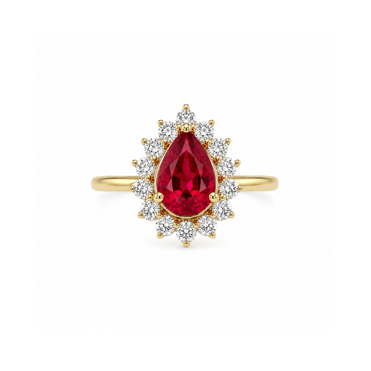 Anillo de rubí con diamantes